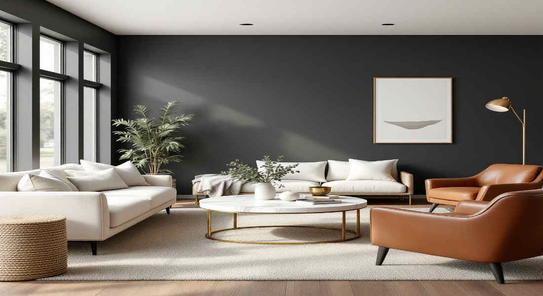 what color furniture goes with dark gray house walls