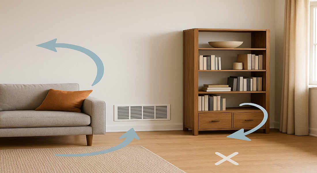 can you put furniture in home front of return vent